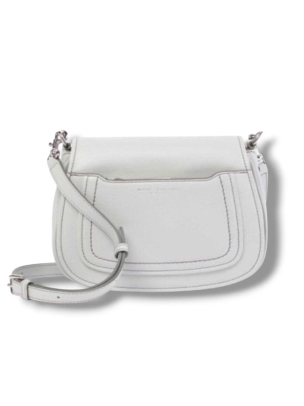 NWT Marc Jacobs White Leather Saddle Shoulder Bag Light Grey MSRP $325.00